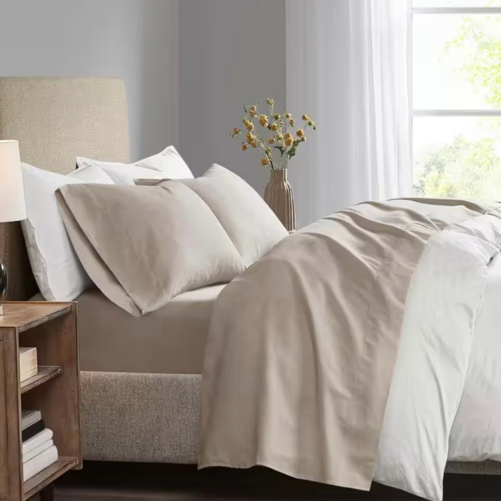 Madison Park Luxurious Brushed Microfiber Deep Pocket Sheet Set in Khaki Color